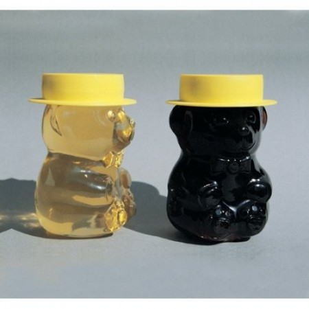 Glasvase in Form eines Teddybären 350 gr mit goldfarbener Kappe