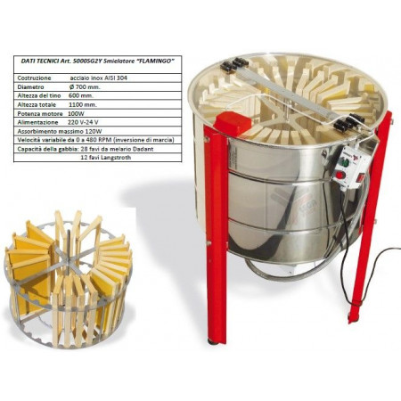 Honey extractor with radial cage 28 DB - Flamingo - stainless