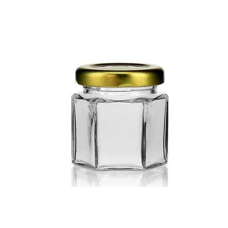 Pot en verre hexagonal environ 50 gr de miel (47 ml) (pack de