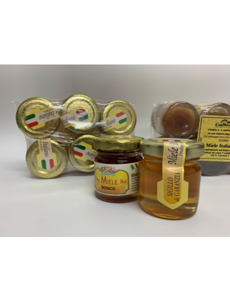 6 honey jars, 50 g, assorted