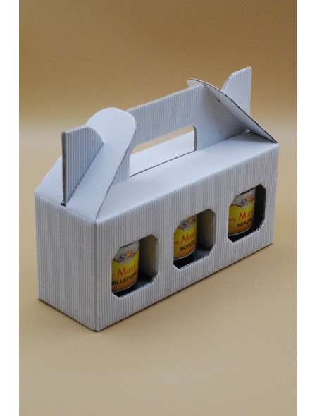 Boîte porte-bocaux BLANCHE pour 3 bocaux gr. 250 de miel Vente