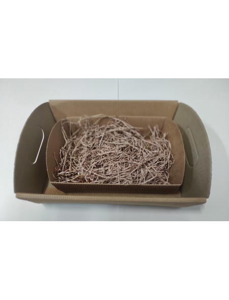 Basket in uncovered cardboard, Havana colour, 22x16x6 cm