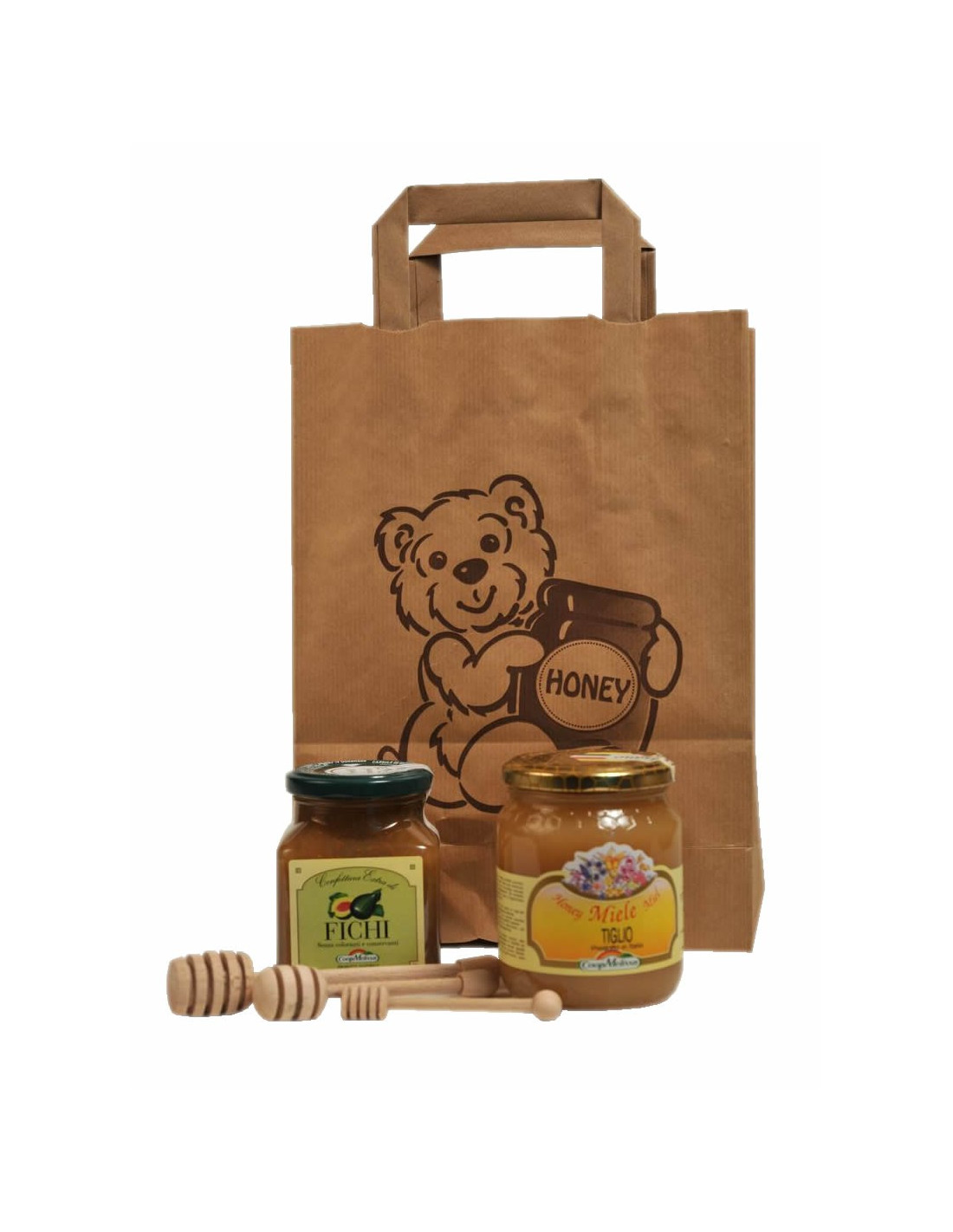 Sac de sac de papier avec lettrage d'ours et de miel Meilleur Prix €